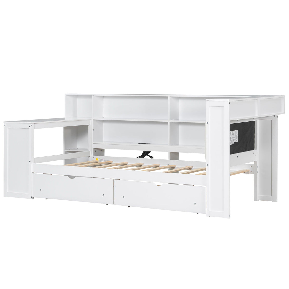 Platform bed in white with built-in storage drawers and open shelving by HouseOfZazla on Tampa Home & Garden Store