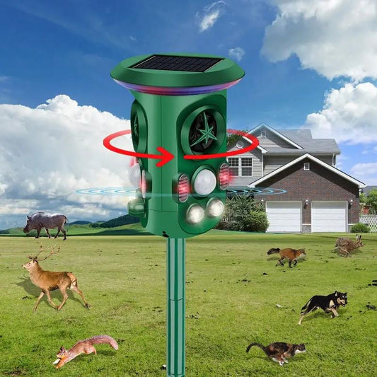 360° Solar Animal Repeller with Sensor Alarm, green, solar-powered outdoor yard device on Tampa Home & Garden Store