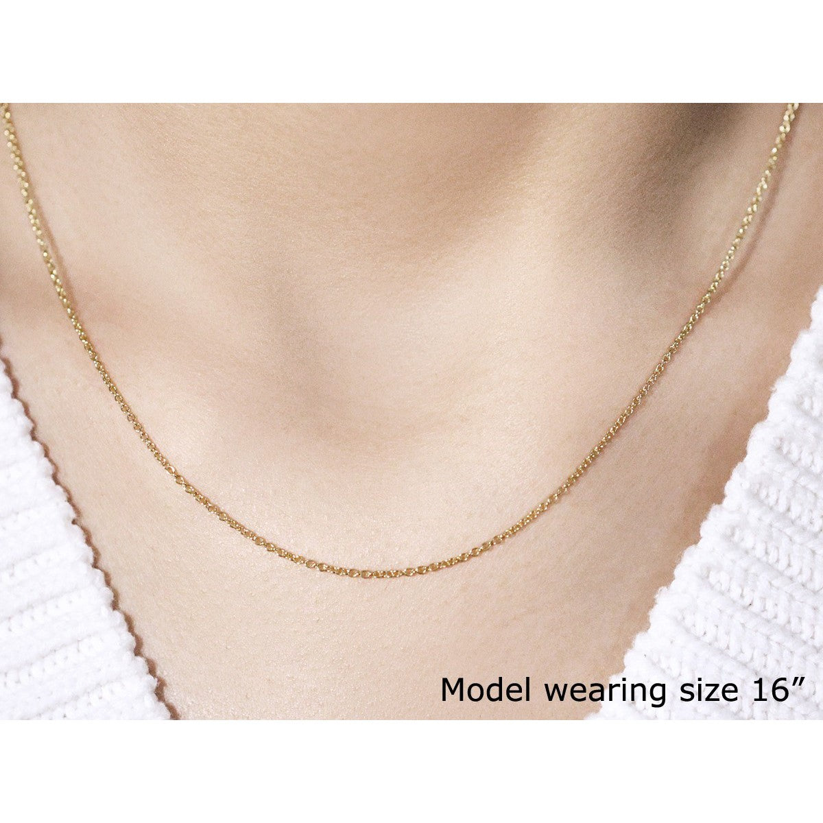 14k yellow gold round cable link necklace, 1.3mm, by Bids.com on Tampa Home & Garden Store