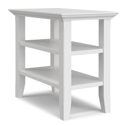 Acadian Narrow Side Table handcrafted solid wood in white with three-tier design on Tampa Home & Garden Store