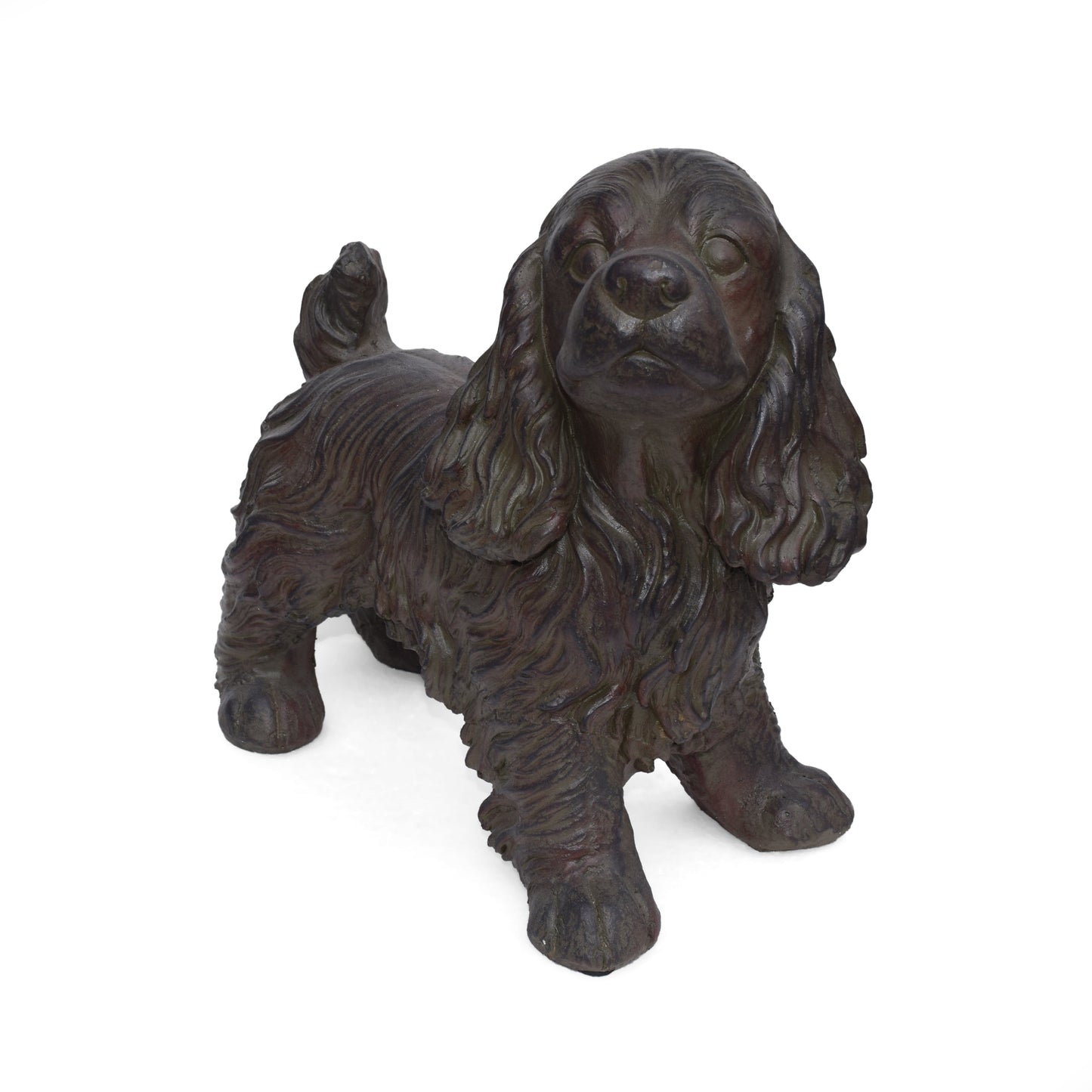 Josie Dog Cast Stone Garden Statue by HouseOfZazla, brown finish on Tampa Home & Garden Store