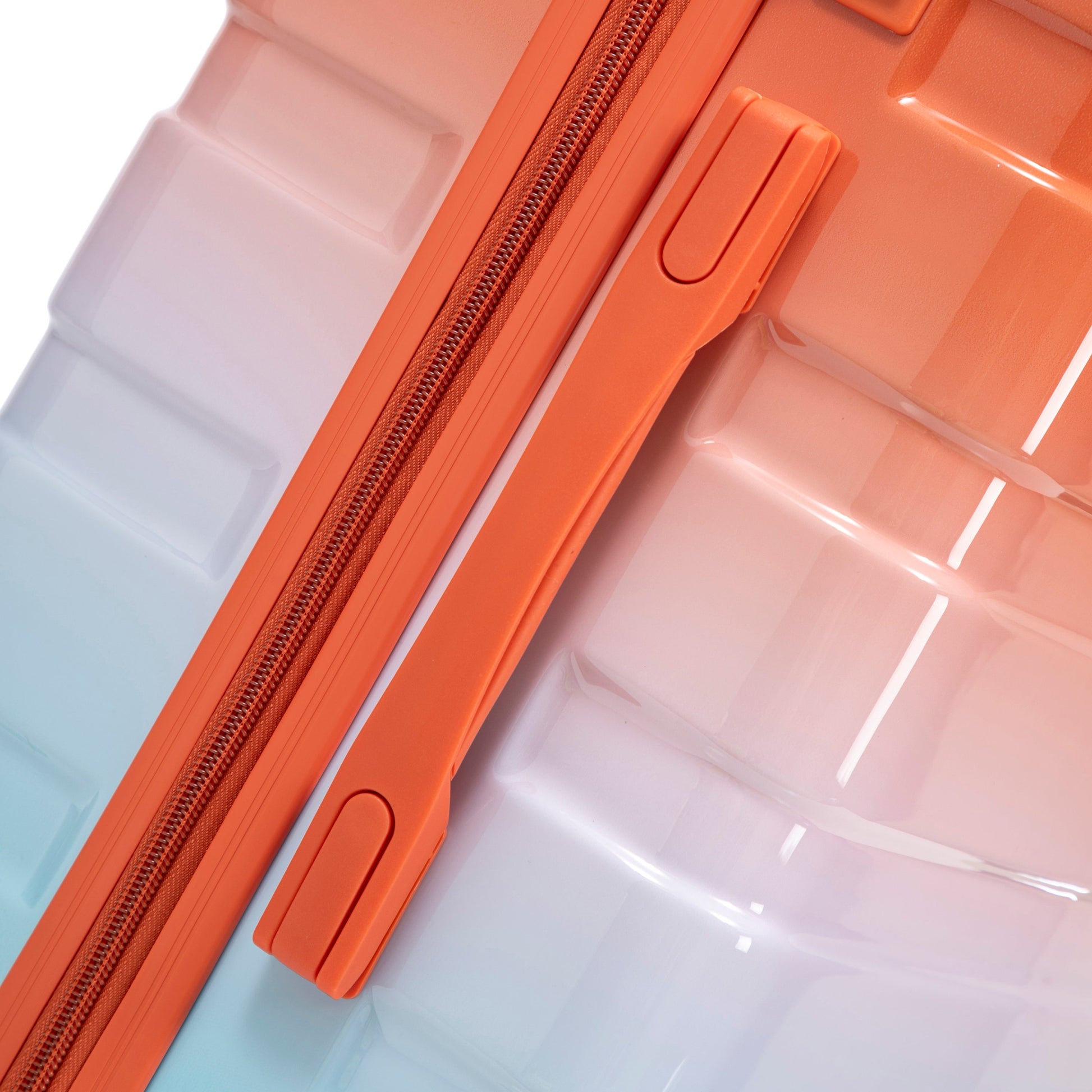 3-Piece Spinner Wheel Luggage Set Gradient Color in bright orange with zipper and handle on Tampa Home & Garden Store