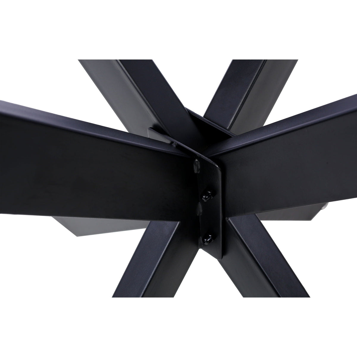 Spider-shaped steel table base in black with heavy-duty construction on Tampa Home & Garden Store