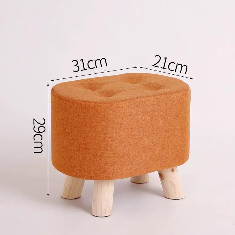 Nordic solid wood fabric ottoman bench in orange with 4 natural legs FLIPSTYLEZLLC on Tampa Home & Garden Store