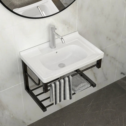 Wall Mounted Rectangular Sink with Towel Bar