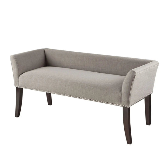 Upholstered bench in gray fabric with solid wood frame by Unique Piece Furniture on Tampa Home & Garden Store