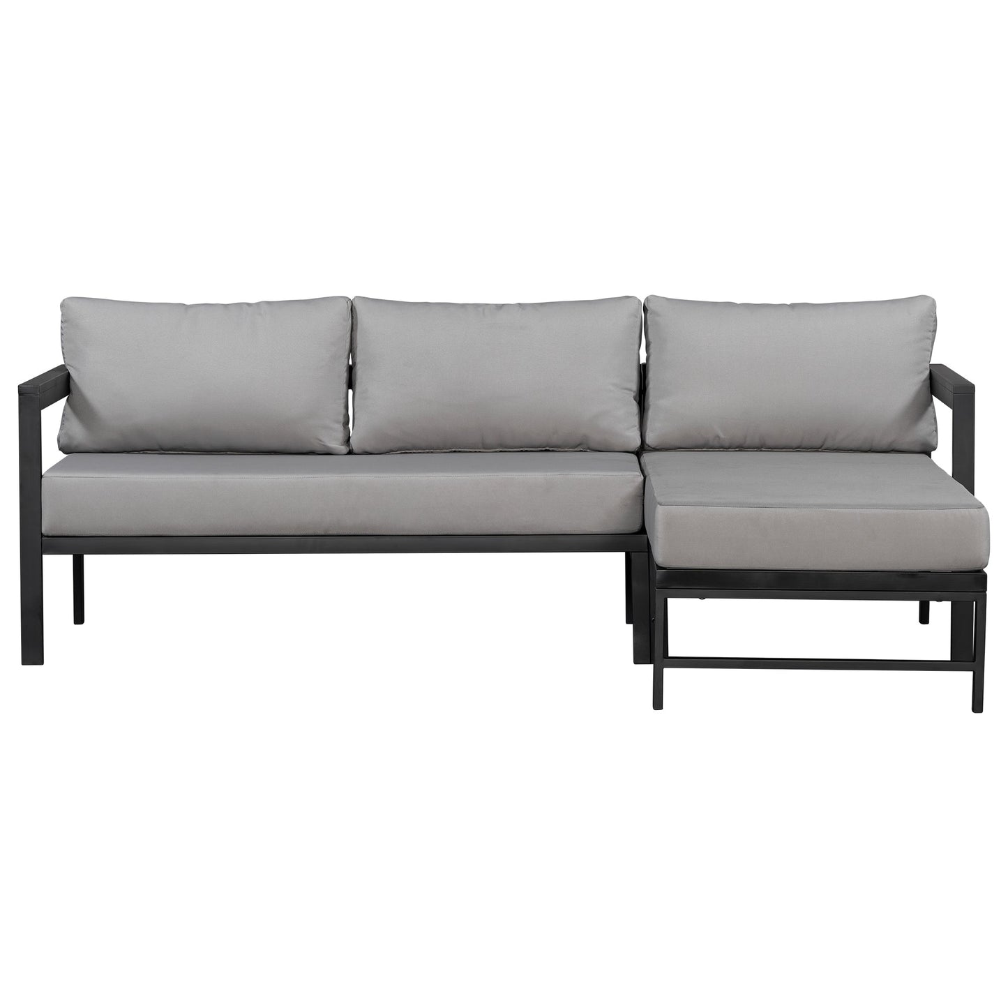 U_style outdoor L-shaped sofa with iron frame and thick gray cushions on Tampa Home & Garden Store