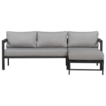 U_style outdoor L-shaped sofa with iron frame and thick gray cushions on Tampa Home & Garden Store