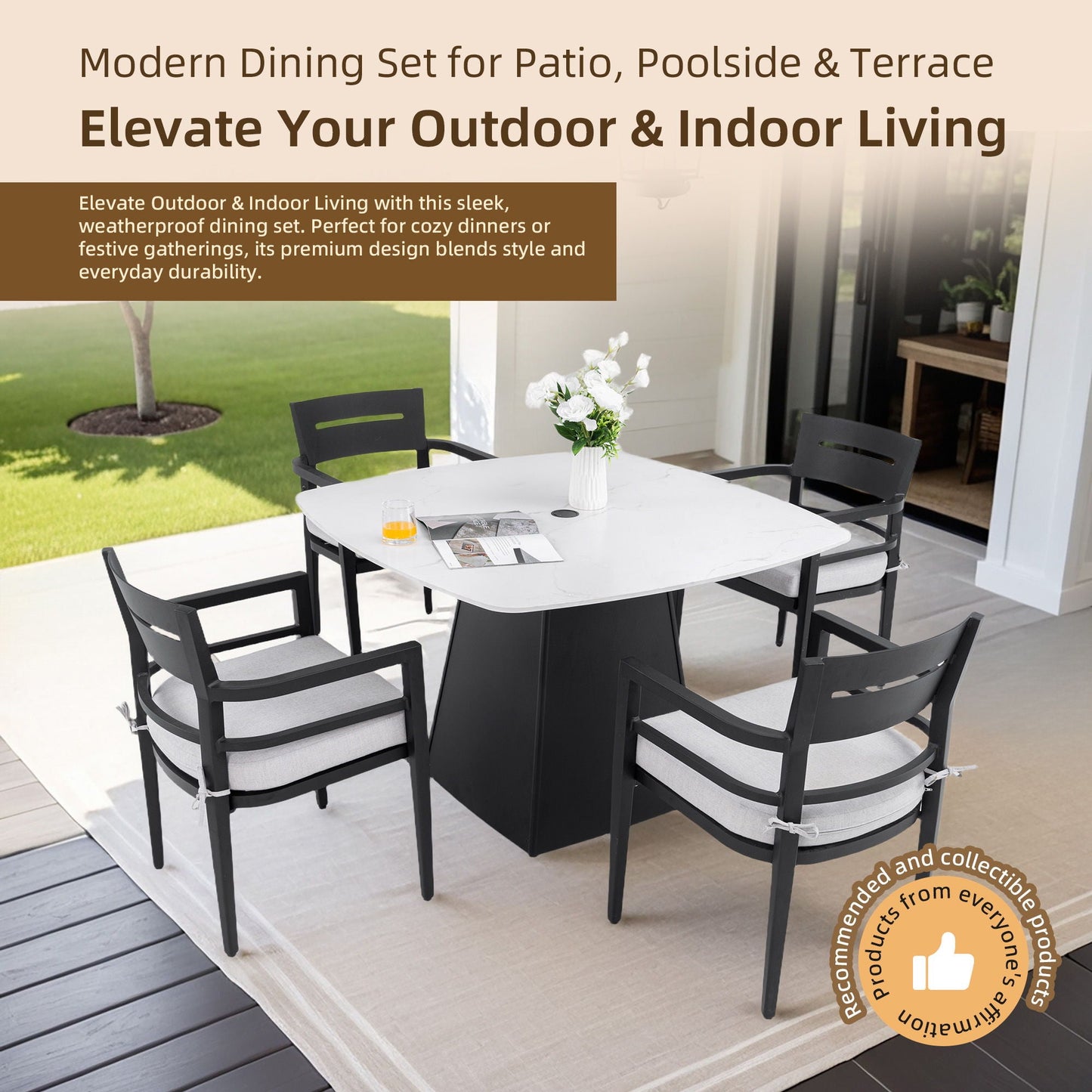 Outdoor Patio and Squircle Dining Table Set