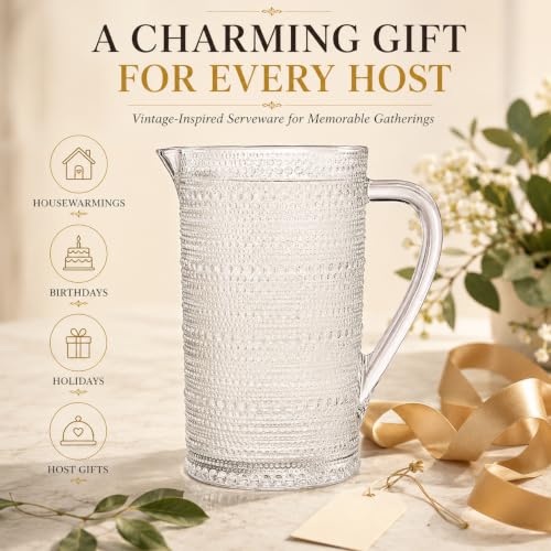 Bombay Hobnail Glass Pitcher for Juice and Water