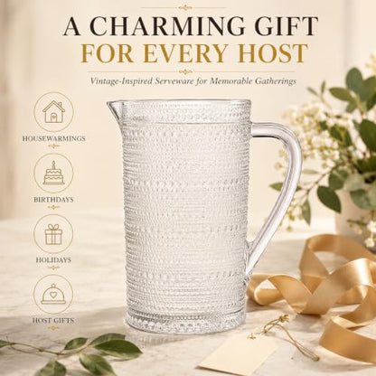 Bombay Hobnail Glass Pitcher for Juice and Water