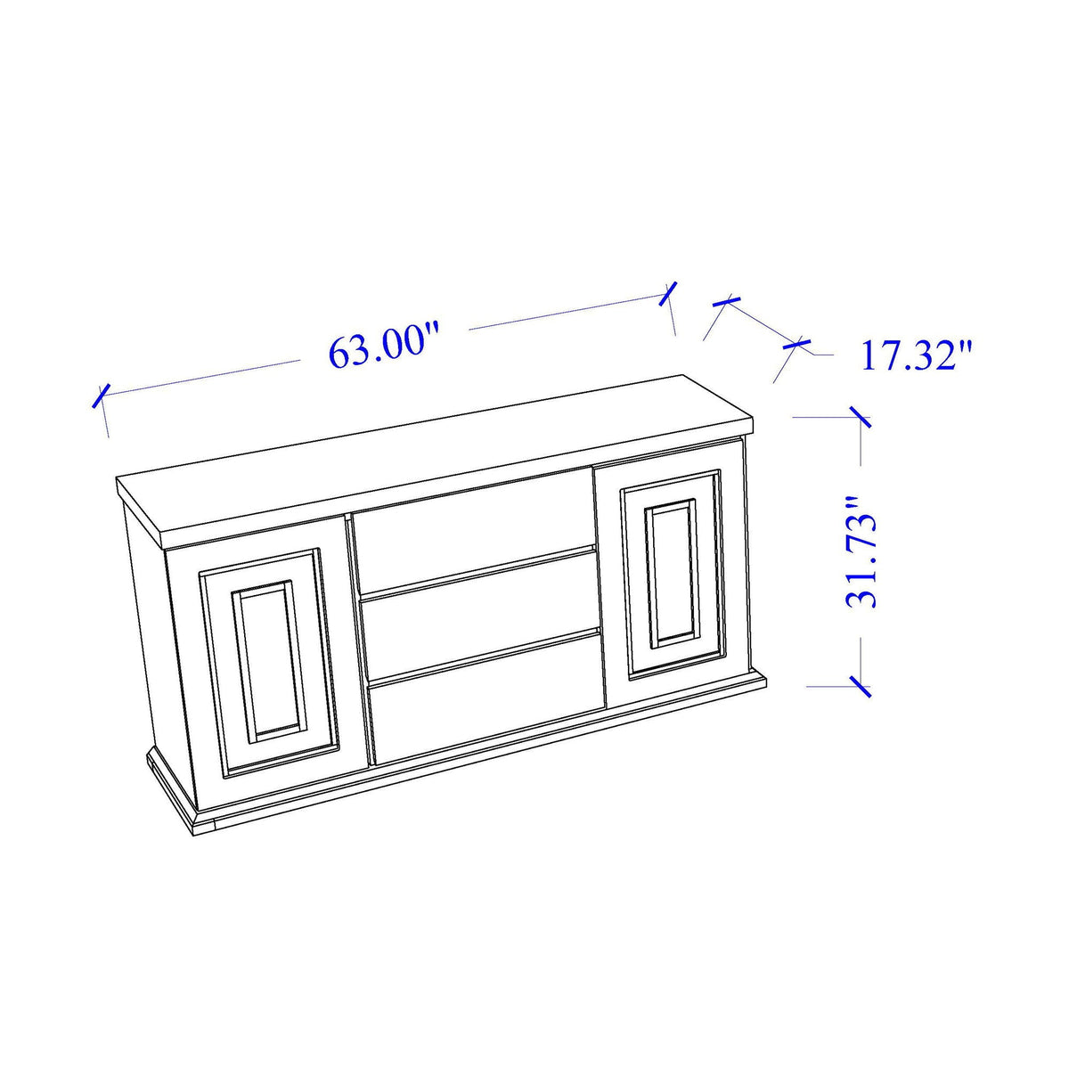 Buffet with Clear Glass Inlay, 61.8in wide, high gloss finish, HouseOfZazla on Tampa Home & Garden Store