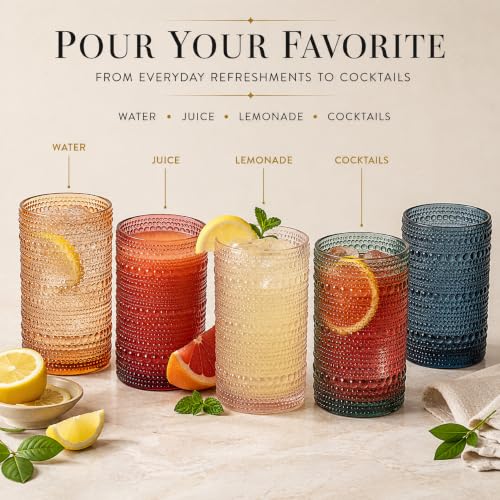 Tonal Hobnail Highball Glassware Set of 6