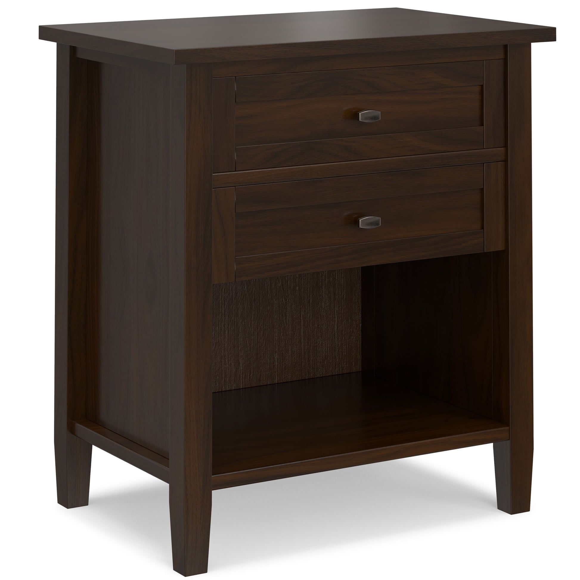 Warm Shaker bedside table handcrafted solid wood in dark espresso finish with drawers on Tampa Home & Garden Store