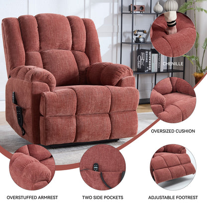 Dual Motor Heat Massage Electric Power Lift Recliner in terracotta chenille by HouseOfZazla on Tampa Home & Garden Store
