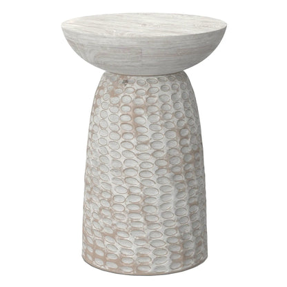 Boyd Handcrafted Accent Table with wood top and dotted pedestal base Unique Piece Furniture on Tampa Home & Garden Store