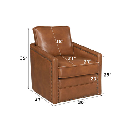 Rocha Aire Swivel Chair with Glider tan brown leather nailhead trim HouseOfZazla on Tampa Home & Garden Store