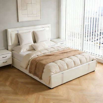 Upholstered Bed with Led Headboard and Storage