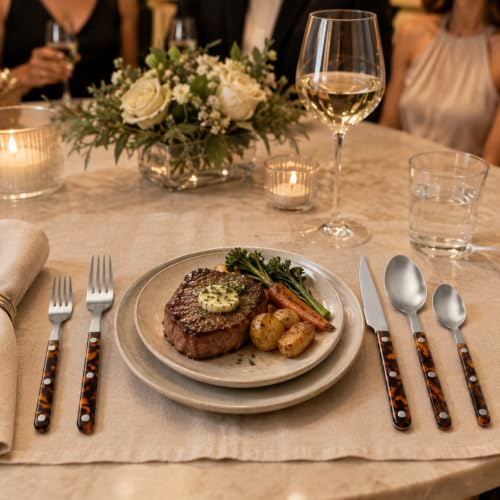 20 Piece Stainless Steel Flatware and Tortoise