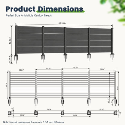 Dark Vinyl Outdoor Privacy Screen and Four Panels