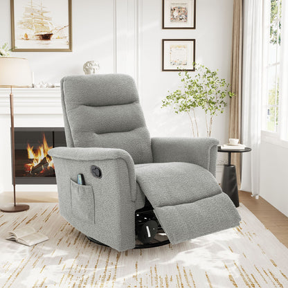 Manual recliner chair by HouseOfZazla with 8-point massage and swivel, gray fabric on Tampa Home & Garden Store