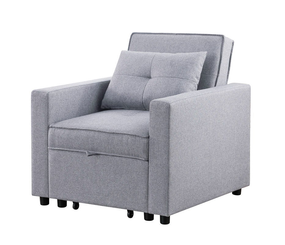 Zoey Convertible Sleeper Chair in light gray fabric with a side pocket by HouseOfZazla on Tampa Home & Garden Store