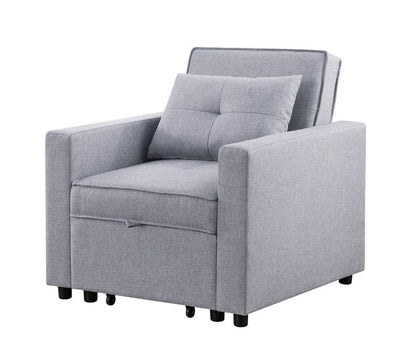 Zoey Convertible Sleeper Chair in light gray fabric with a side pocket by HouseOfZazla on Tampa Home & Garden Store