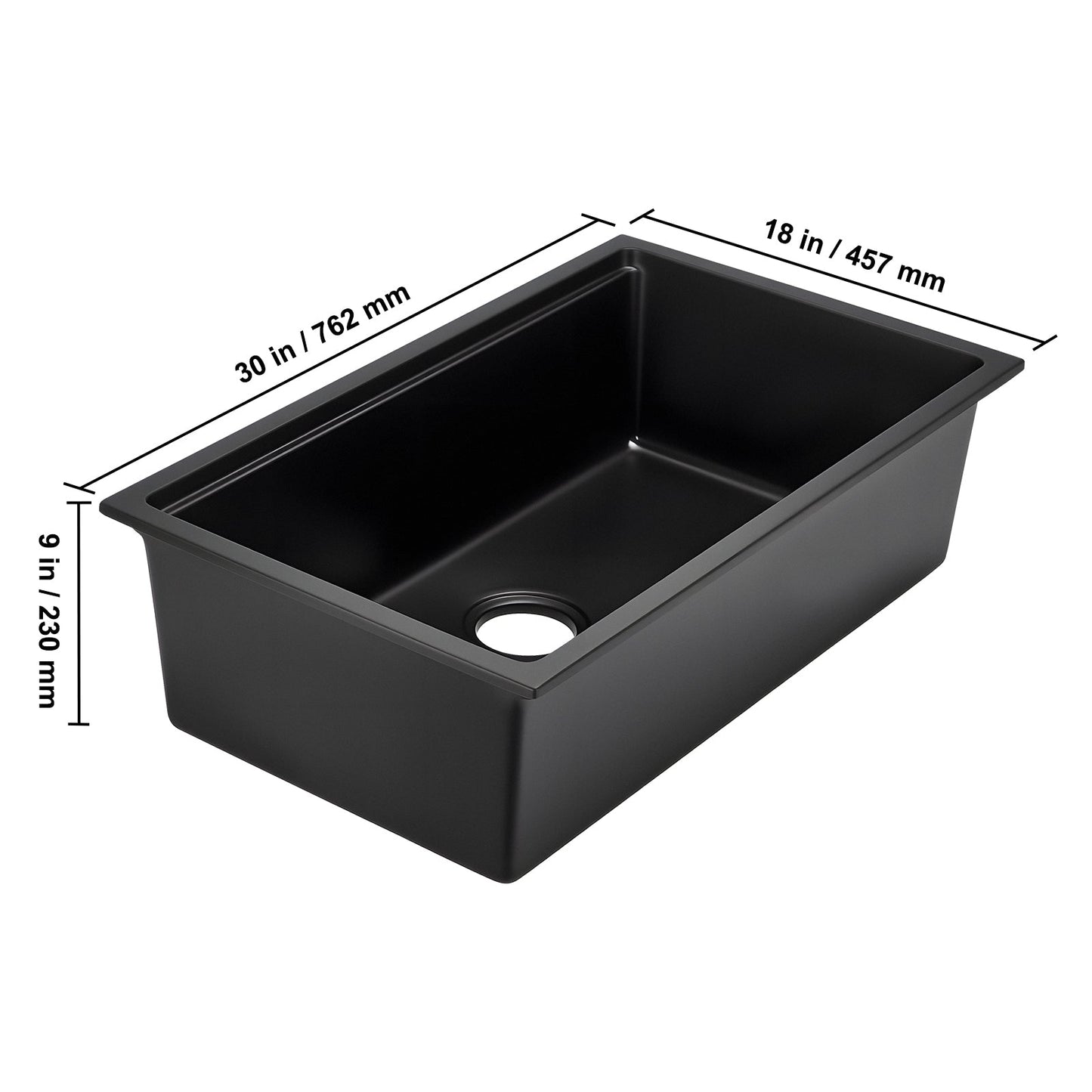 Kitchen sink HouseOfZazla granite undermount single-bowl black basin for RV bar 30x18x9 in on Tampa Home & Garden Store