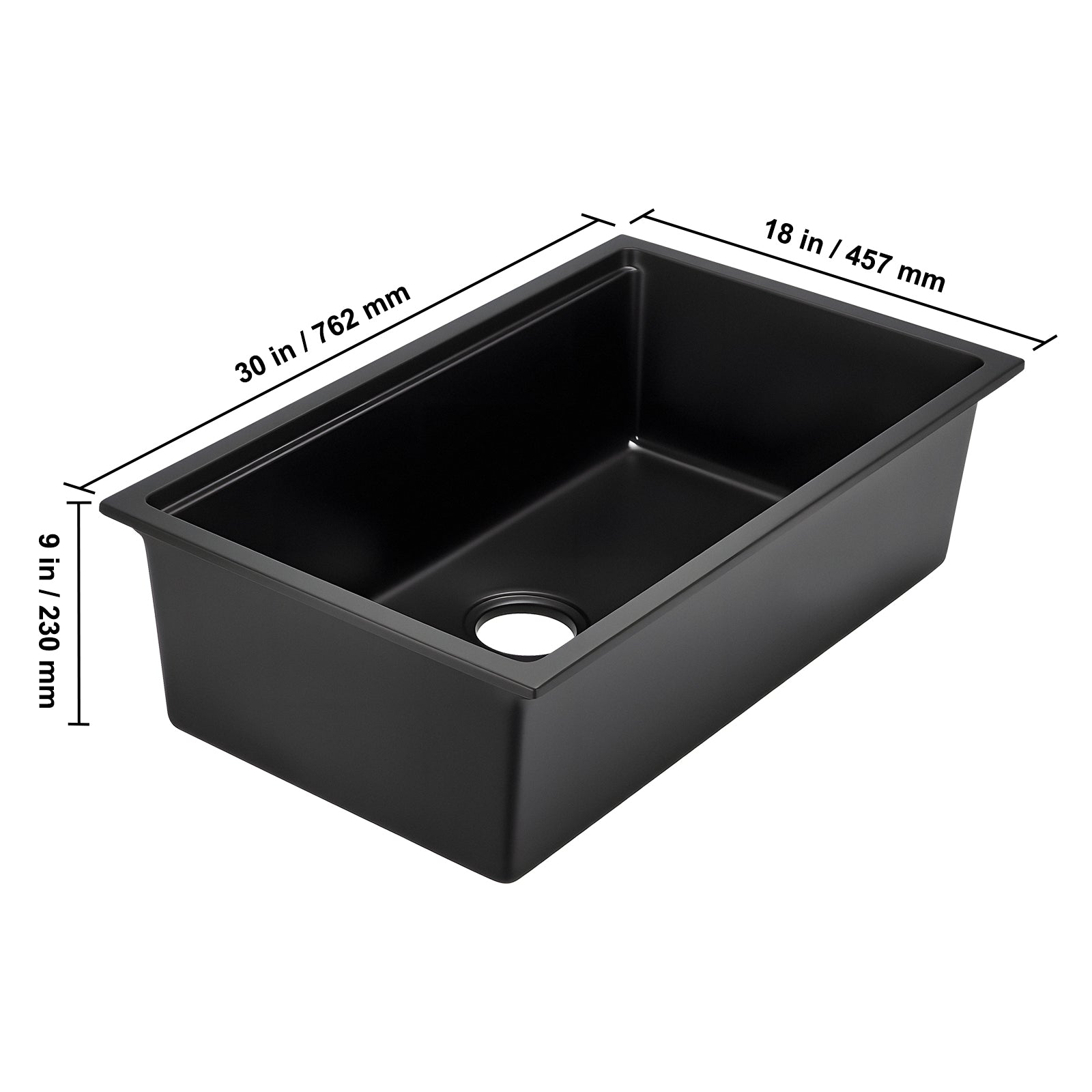 Kitchen sink HouseOfZazla granite undermount single-bowl black basin for RV bar 30x18x9 in on Tampa Home & Garden Store