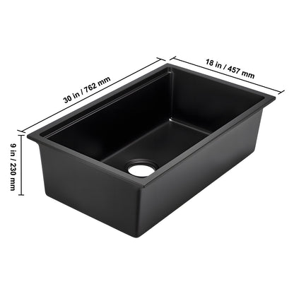 Kitchen sink HouseOfZazla granite undermount single-bowl black basin for RV bar 30x18x9 in on Tampa Home & Garden Store