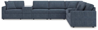 Modmax ink sectional sofa in blue fabric with console and chaise by Unique Piece Furniture on Tampa Home & Garden Store
