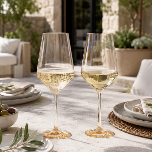 Monet Yellow Stemmed Wine Glasses Set of Two