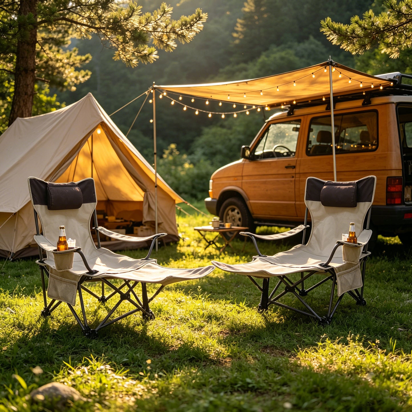 Two Comfortable Folding Outdoor Chairs and Cover
