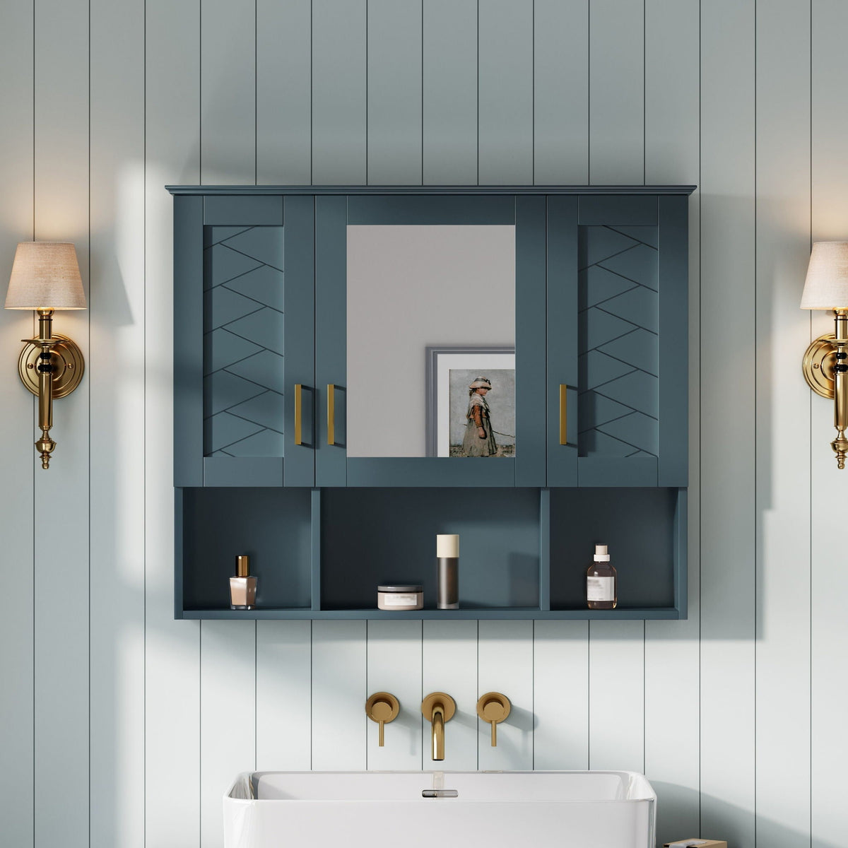 Medicine cabinet by HouseOfZazla, blue wall-mounted unit with adjustable shelves on Tampa Home & Garden Store