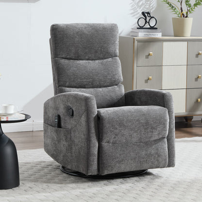 Heat massage manual recliner chair in gray fabric with rocker and swivel by HouseOfZazla on Tampa Home & Garden Store
