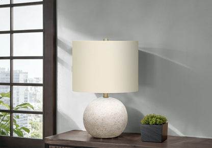 Table lamp Lighting by HouseOfZazla with speckled stone base and cream drum shade on Tampa Home & Garden Store