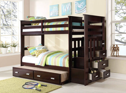 Allentown Espresso Twin Bunk Bed with Trundle