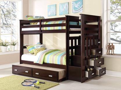 Allentown twin over twin bunk bed with trundle storage in espresso finish by HouseOfZazla on Tampa Home & Garden Store