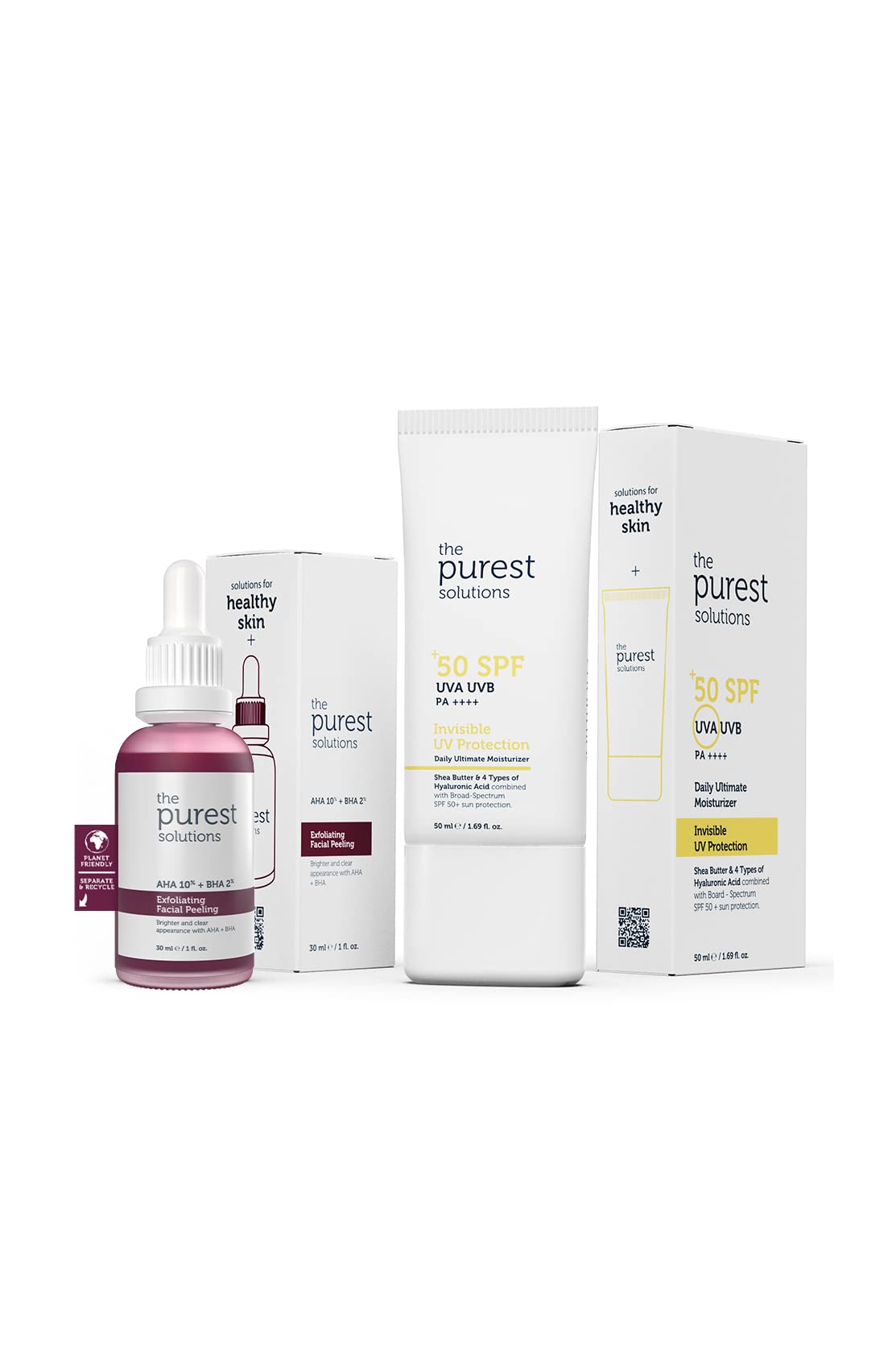 Sunscreen set Purest Solutions SPF 50+ with exfoliating facial peeling from Beauty Care Bag on Tampa Home & Garden Store