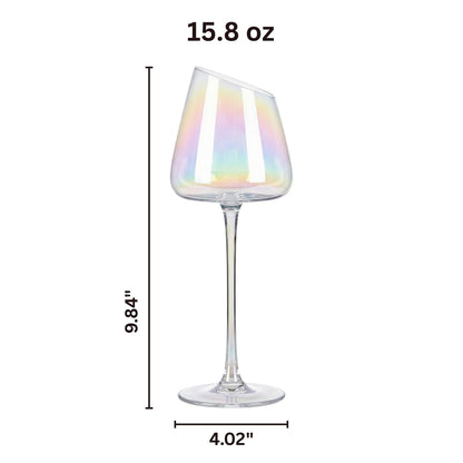 Iridescent Slanted Wine Glass and a Nice Pour