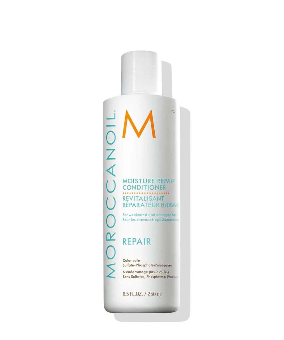 Moroccanoil Moisture Repair Conditioner white bottle with teal branding on Tampa Home & Garden Store