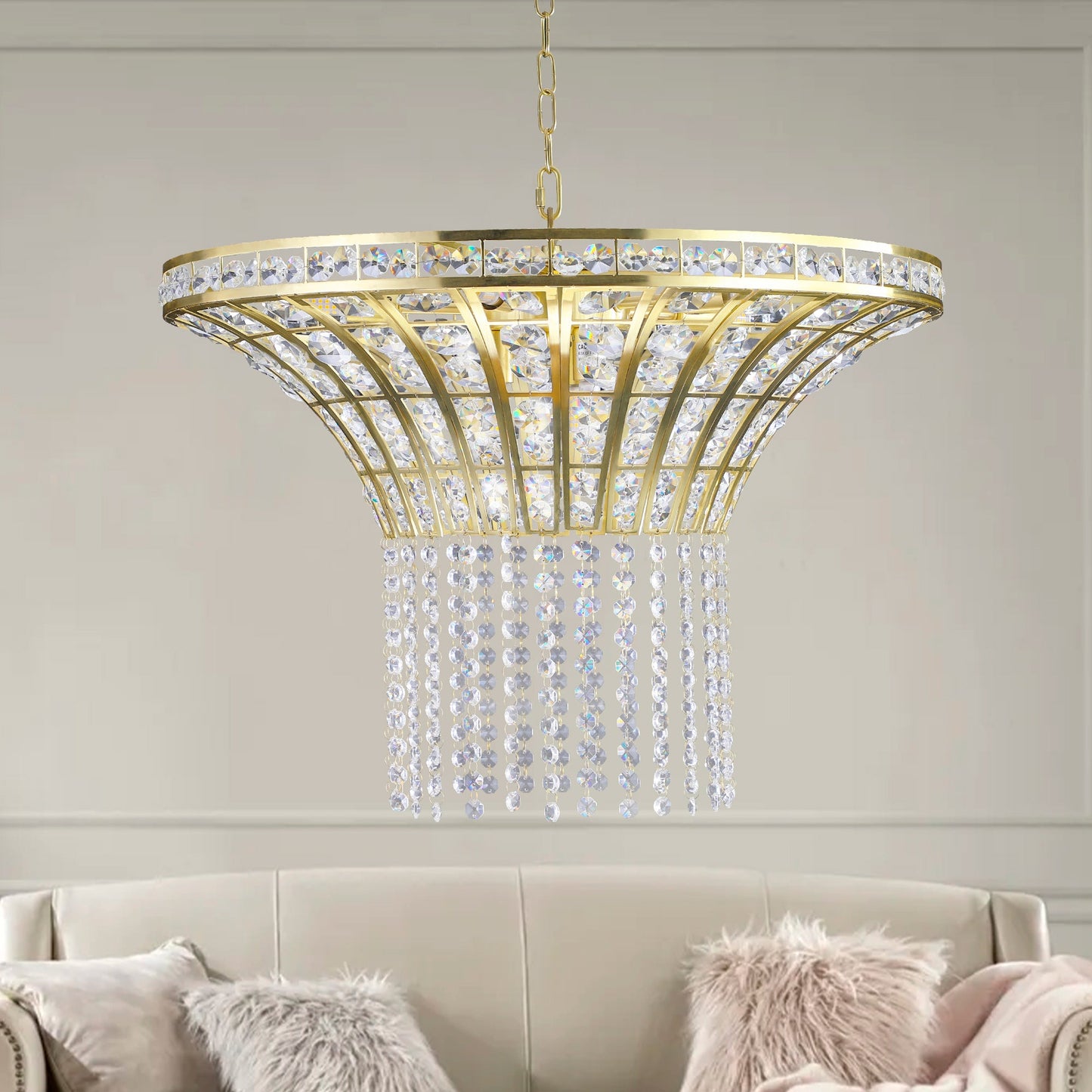 8-Light 23.6" Wide Crystal Waterfall Chandelier (Bulb Not Included)