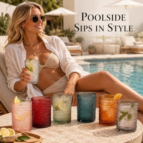 Tonal Hobnail Highball Glassware Set of 6