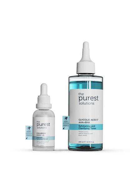 Face skincare duo: The Purest Solutions Hyaluronic Serum + Glycolic Toner by Beauty Care Bag on Tampa Home & Garden Store