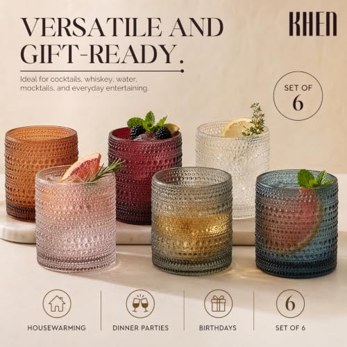 Vintage Beaded Hobnail Tumbler Glasses Set of Six