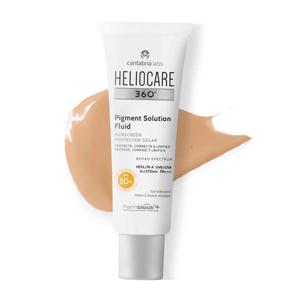 Heliocare 360° Fluid sunscreen tube by Beauty Care Bag, white with beige splash on Tampa Home & Garden Store