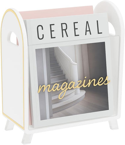 Clear Acrylic Magazine Holder with Gold Trim