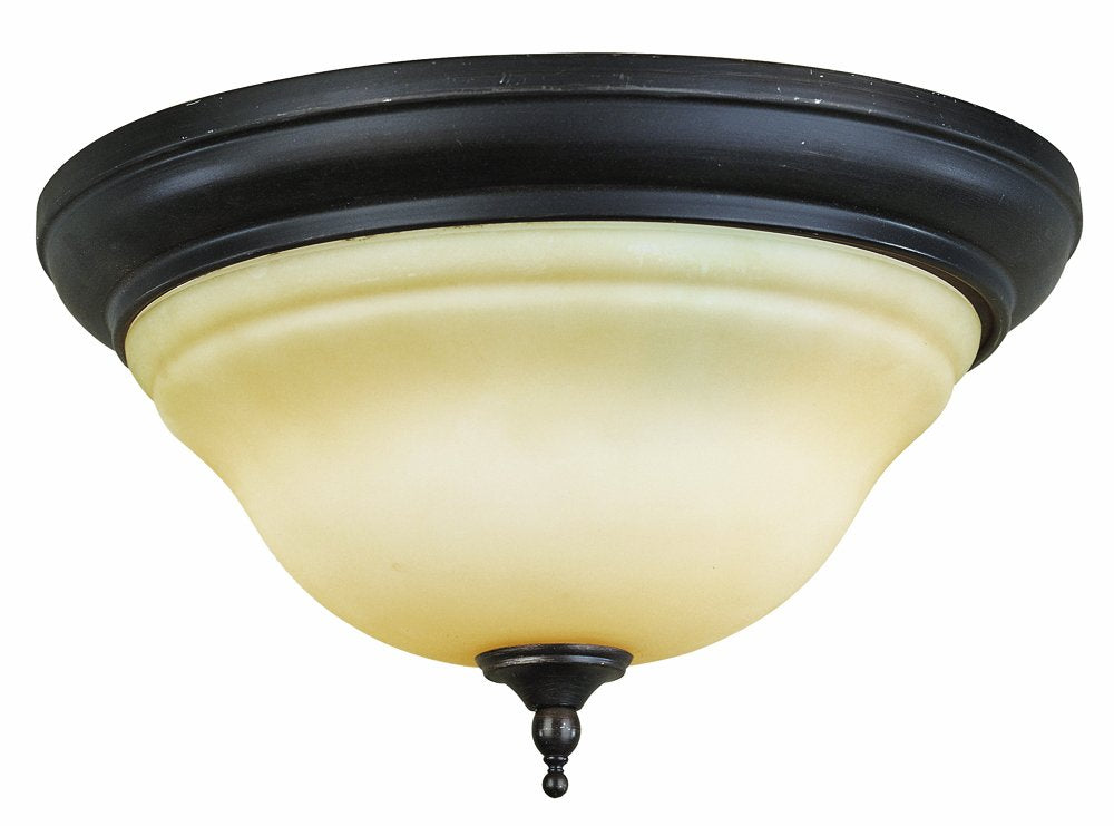 Montpellier 2-light flush mount ceiling fixture amber glass shade dark bronze finish on Tampa Home & Garden Store