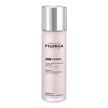 Filorga NCEF-ESSENCE supreme multi-correction lotion bottle in soft pink with silver cap on Tampa Home & Garden Store