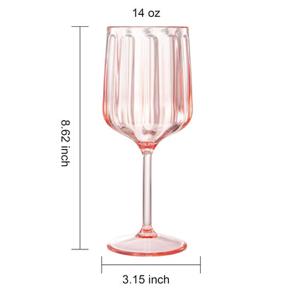 Pink Acrylic Stemmed Goblets Set and Six Glasses